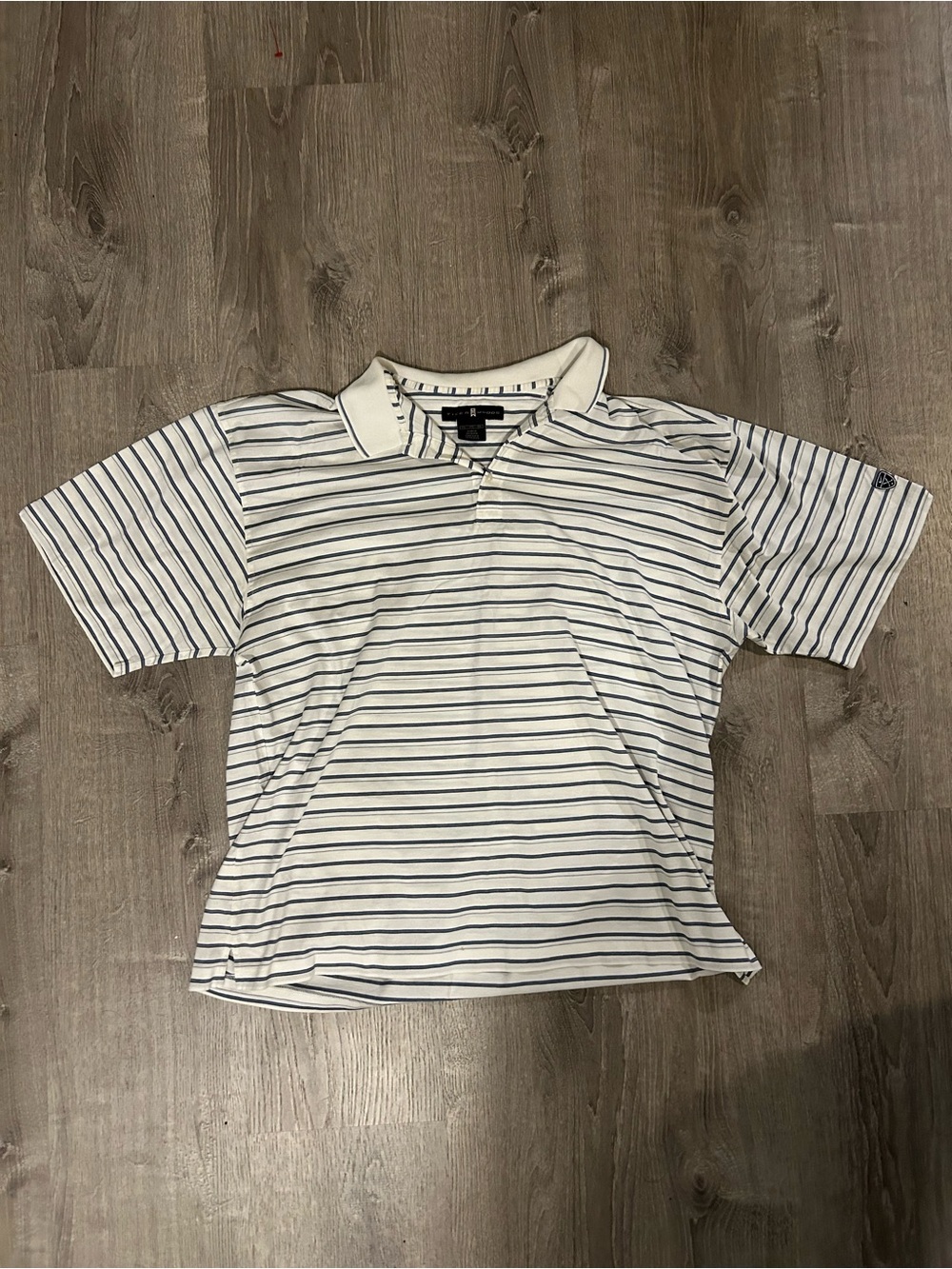 Nike x Tiger Woods Striped Polo Shirt in White & Navy XXL